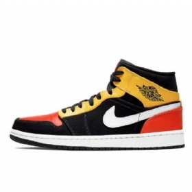 Nike Air Jordan 1 Mid Tops Sko Herre Svarte Oransje