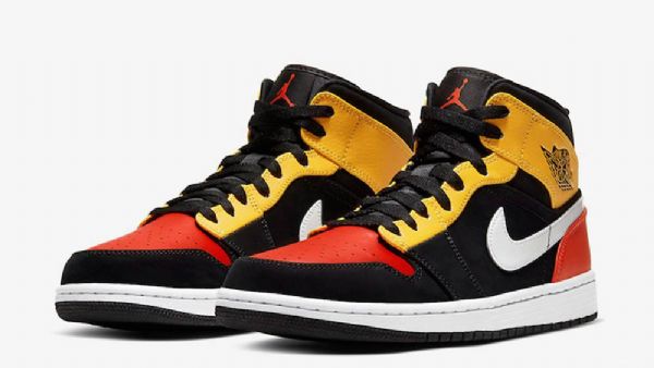 Nike Air Jordan 1 Mid Tops Sko Herre Svarte Oransje