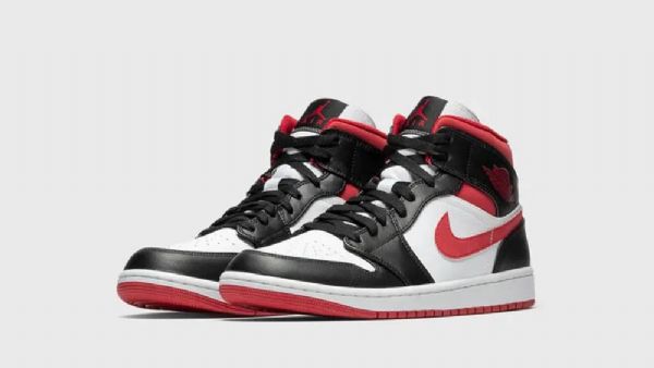 Nike Air Jordan 1 Mid Tops Sko Herre Svarte Rød