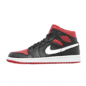 Nike Air Jordan 1 Mid Tops Sko Herre Svarte Rød