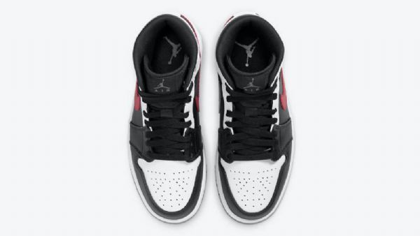 Nike Air Jordan 1 Mid Tops Sko Herre Svarte Rød Hvite