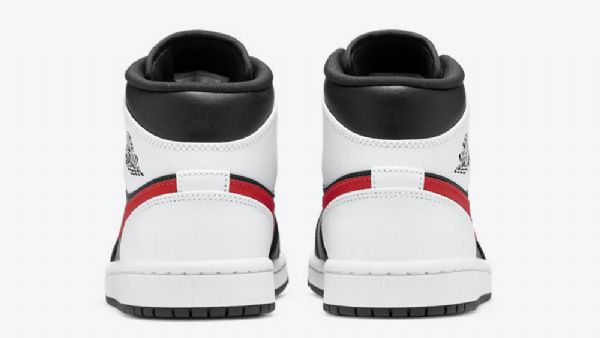 Nike Air Jordan 1 Mid Tops Sko Herre Svarte Rød Hvite