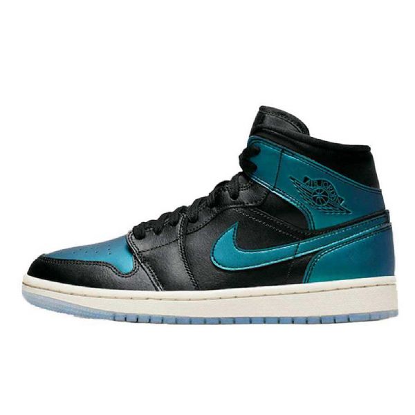 Nike Air Jordan 1 Mid Tops Sko Herre Svarte Turkis