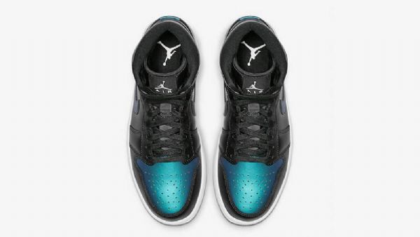 Nike Air Jordan 1 Mid Tops Sko Herre Svarte Turkis