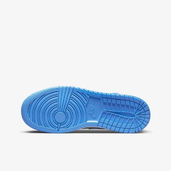 Nike Air Jordan 1 Mid Tops Sneaker School Sko Barn Hvite Blå