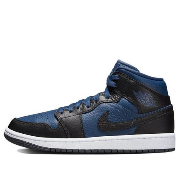 Nike Air Jordan 1 Mid Tops Split Sko Dame Blå Svarte Hvite