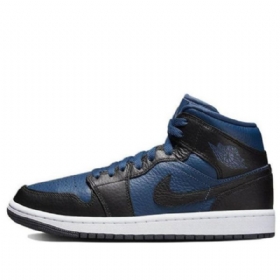 Nike Air Jordan 1 Mid Tops Split Sko Dame Blå Svarte Hvite