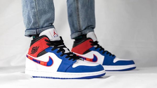 Nike Air Jordan 1 Mid Tops Swoosh Sko Herre Multicolor