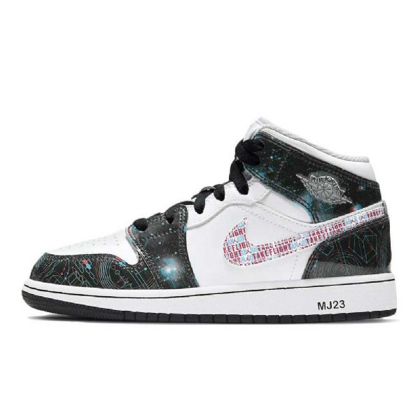 Nike Air Jordan 1 Mid Tops Take Flight Sko Dame Svarte Hvite