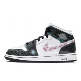 Nike Air Jordan 1 Mid Tops Take Flight Sko Dame Svarte Hvite