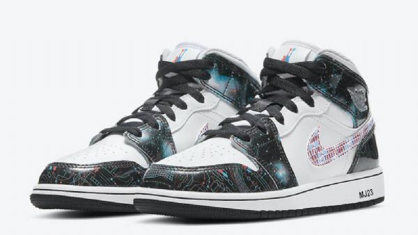 Nike Air Jordan 1 Mid Tops Take Flight Sko Dame Svarte Hvite