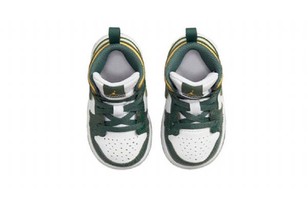 Nike Air Jordan 1 Mid Tops Td Retro Basketball Shoes Barn Grønn Svarte