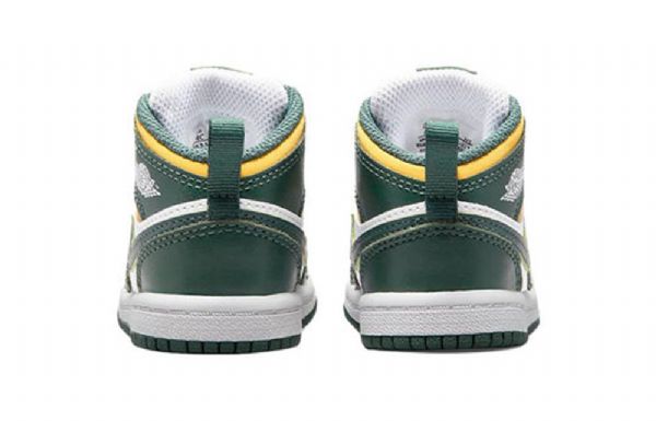 Nike Air Jordan 1 Mid Tops Td Retro Basketball Shoes Barn Grønn Svarte