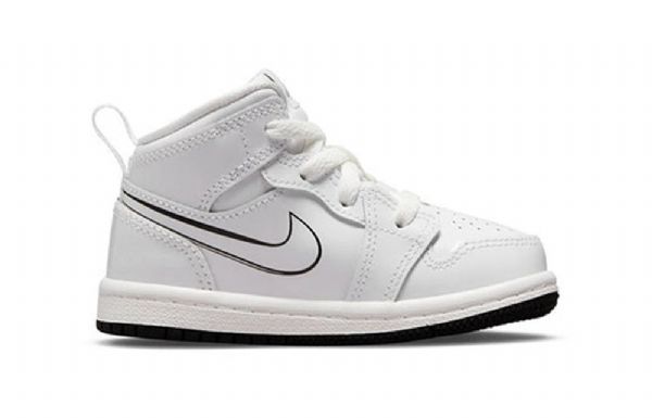 Nike Air Jordan 1 Mid Tops Td Retro Basketball Shoes Barn Hvite
