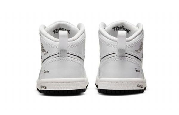 Nike Air Jordan 1 Mid Tops Td Retro Basketball Shoes Barn Hvite