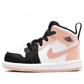 Nike Air Jordan 1 Mid Tops Td Retro Basketball Shoes Barn Svarte Korall