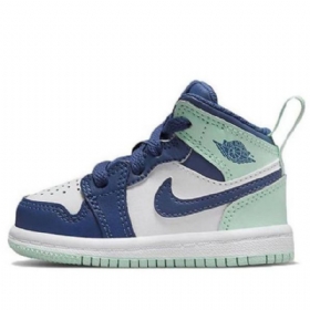 Nike Air Jordan 1 Mid Tops Td Sko Barn Blå Mint