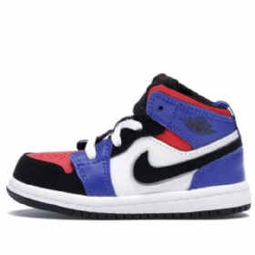 Nike Air Jordan 1 Mid Tops Td Sko Barn Blå Rød Hvite