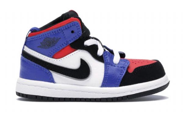 Nike Air Jordan 1 Mid Tops Td Sko Barn Blå Rød Hvite