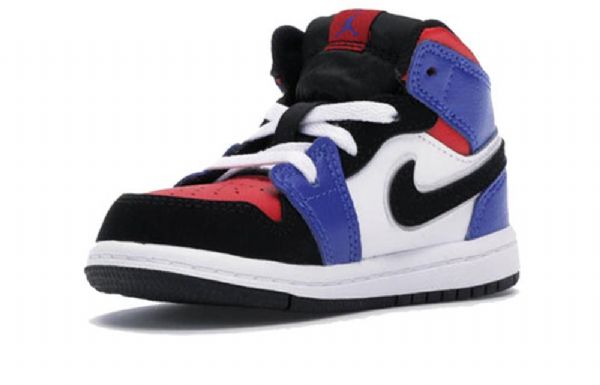 Nike Air Jordan 1 Mid Tops Td Sko Barn Blå Rød Hvite