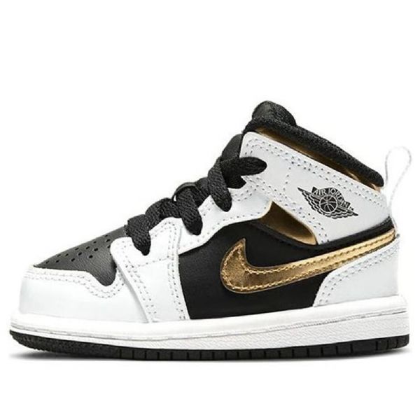 Nike Air Jordan 1 Mid Tops Td Sko Barn Hvite Gull
