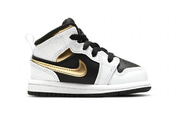 Nike Air Jordan 1 Mid Tops Td Sko Barn Hvite Gull