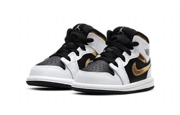 Nike Air Jordan 1 Mid Tops Td Sko Barn Hvite Gull