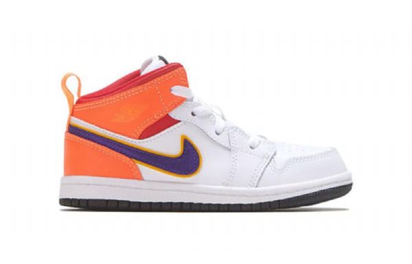Nike Air Jordan 1 Mid Tops Td Sko Barn Hvite Lilla
