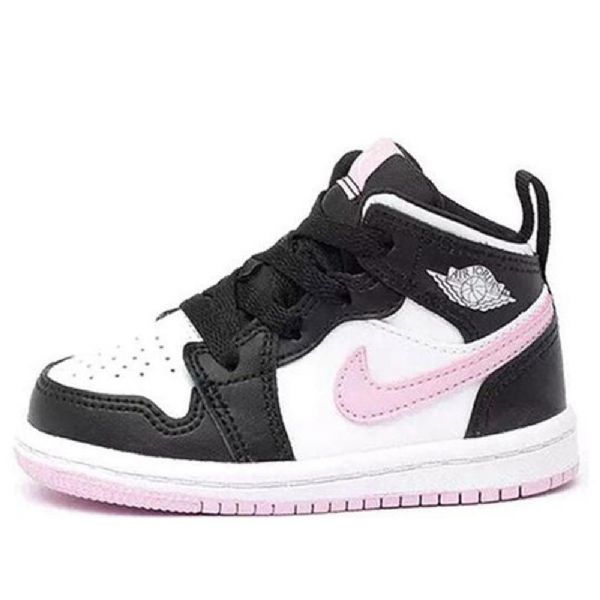 Nike Air Jordan 1 Mid Tops Td Sko Barn Hvite Lyse Rosa