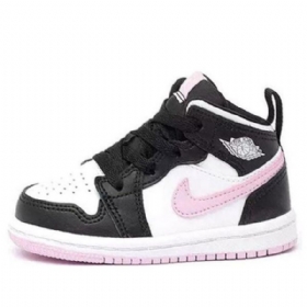 Nike Air Jordan 1 Mid Tops Td Sko Barn Hvite Lyse Rosa