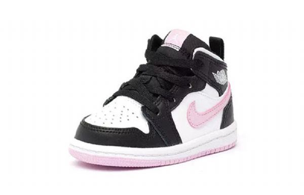 Nike Air Jordan 1 Mid Tops Td Sko Barn Hvite Lyse Rosa