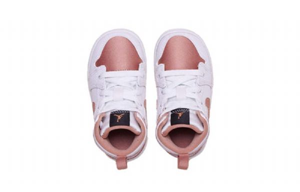 Nike Air Jordan 1 Mid Tops Td Sko Barn Hvite Rosa Gull