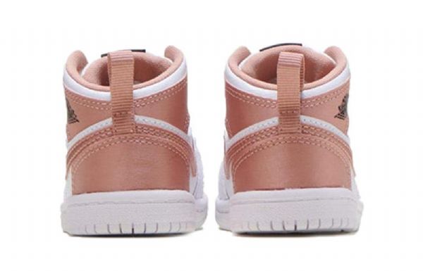 Nike Air Jordan 1 Mid Tops Td Sko Barn Hvite Rosa Gull
