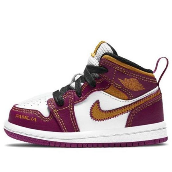 Nike Air Jordan 1 Mid Tops Td Sko Barn Lilla Hvite Gul