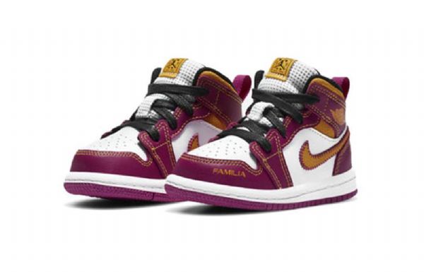 Nike Air Jordan 1 Mid Tops Td Sko Barn Lilla Hvite Gul