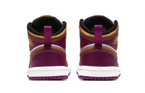 Nike Air Jordan 1 Mid Tops Td Sko Barn Lilla Hvite Gul