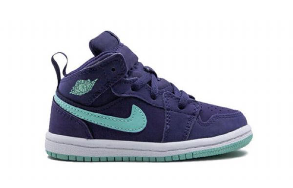 Nike Air Jordan 1 Mid Tops Td Sko Barn Lilla Mint