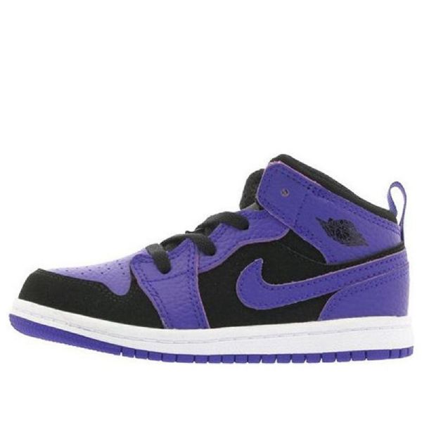 Nike Air Jordan 1 Mid Tops Td Sko Barn Lilla Svarte