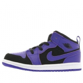 Nike Air Jordan 1 Mid Tops Td Sko Barn Lilla Svarte