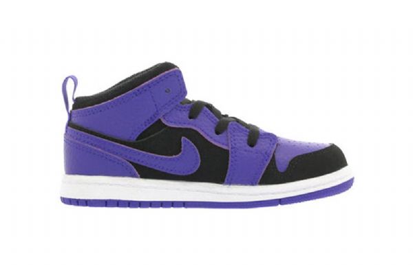 Nike Air Jordan 1 Mid Tops Td Sko Barn Lilla Svarte