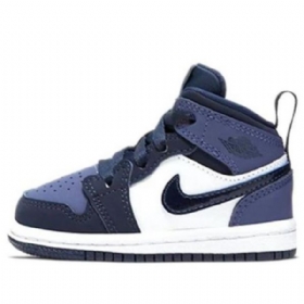 Nike Air Jordan 1 Mid Tops Td Sko Barn Obsidian Lilla