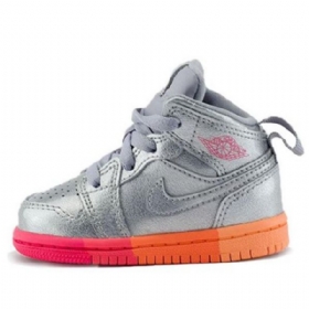 Nike Air Jordan 1 Mid Tops Td Sko Barn Sølv Rosa