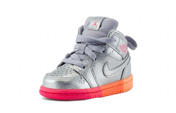 Nike Air Jordan 1 Mid Tops Td Sko Barn Sølv Rosa