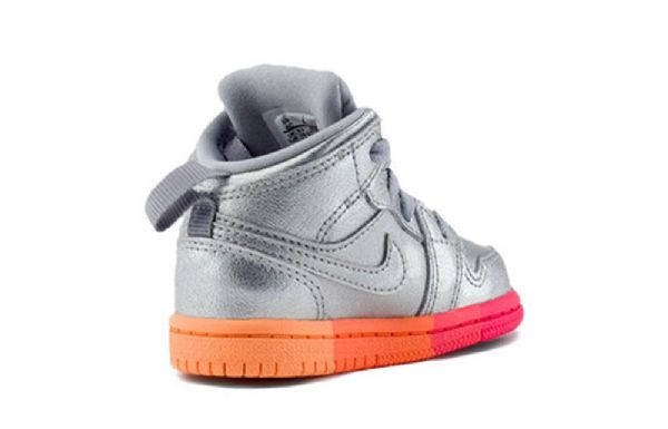 Nike Air Jordan 1 Mid Tops Td Sko Barn Sølv Rosa