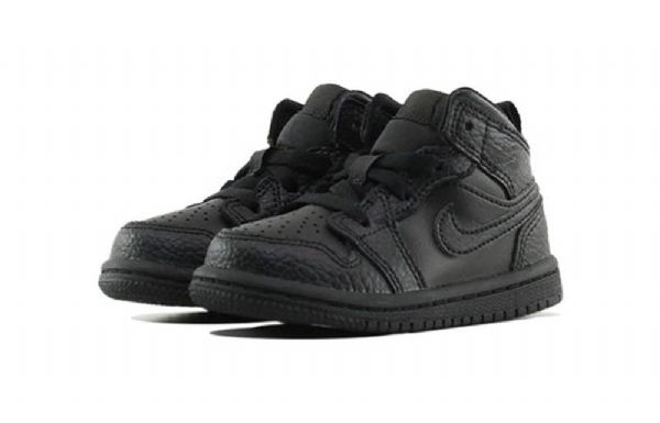 Nike Air Jordan 1 Mid Tops Td Sko Barn Svarte