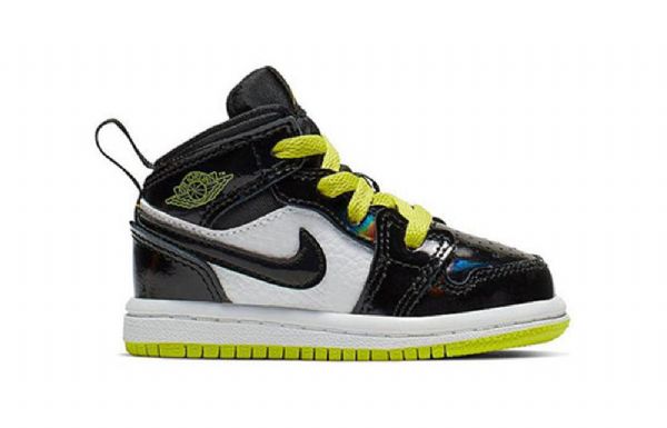 Nike Air Jordan 1 Mid Tops Td Sko Barn Svarte