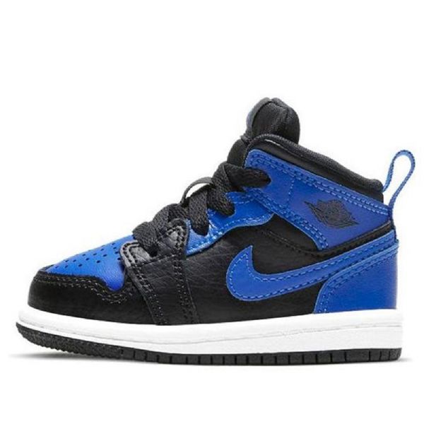 Nike Air Jordan 1 Mid Tops Td Sko Barn Svarte Blå