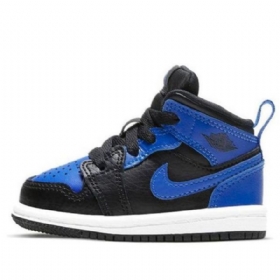 Nike Air Jordan 1 Mid Tops Td Sko Barn Svarte Blå