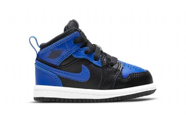 Nike Air Jordan 1 Mid Tops Td Sko Barn Svarte Blå