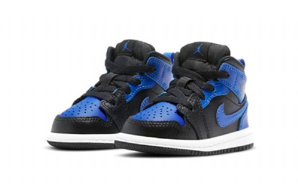 Nike Air Jordan 1 Mid Tops Td Sko Barn Svarte Blå